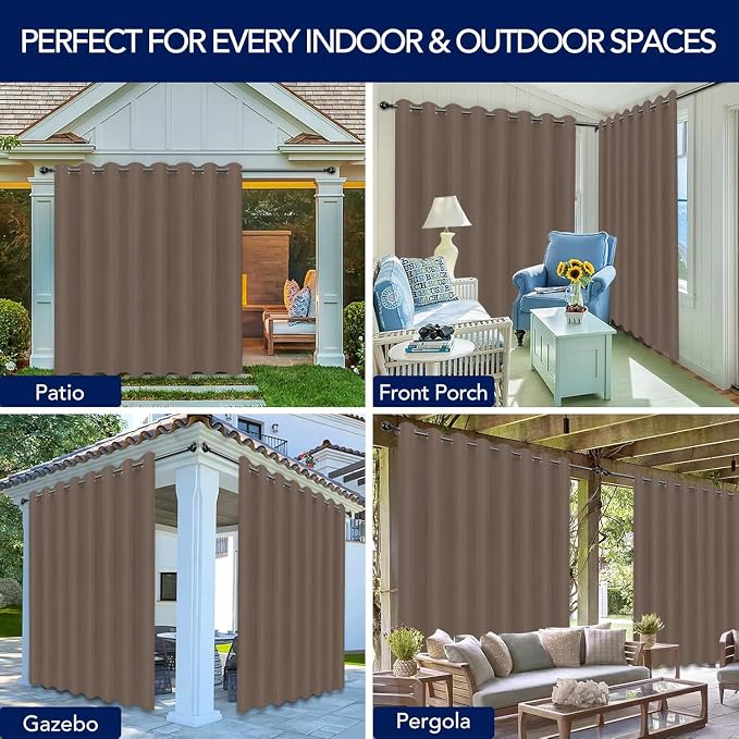PureFit Outdoor Curtains for Patio Waterproof Weatherproof Outside Curtains | - Image 5