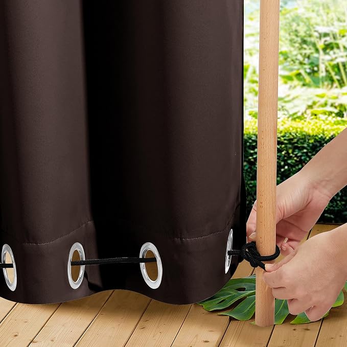 NICETOWN Weighted Curtains for Patio Waterproof W66xL84 Brown 2 Panels | Porch - Image 4