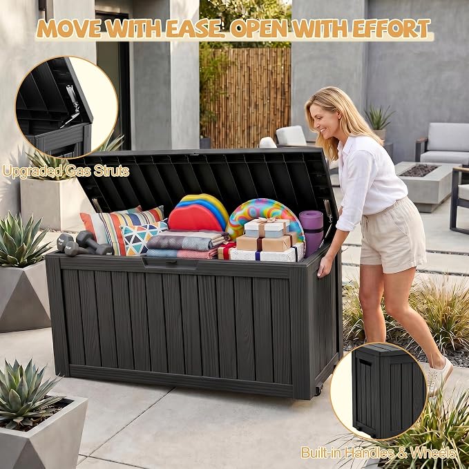 Outdoor Storage Box Waterproof, 150 Gal Gen 2 Resin Deck Box - Image 5