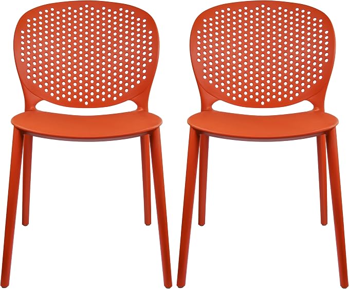2xhome Set of 2 Patio Dining Chairs | Modern Stackable Outdoor Pool Side Chair by 2xhome