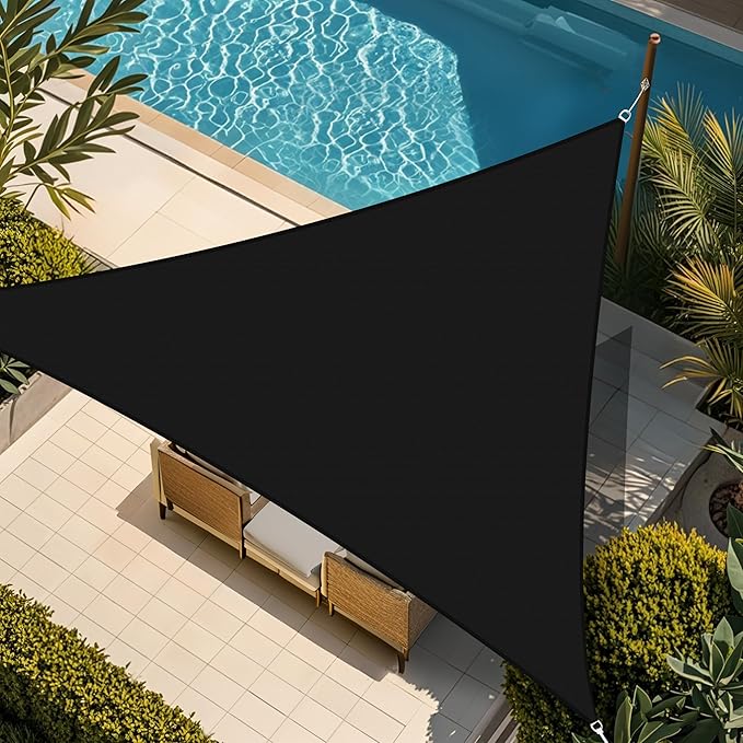 Shade&Beyond Custom Sun Shade Sail 13'x13'x18.4' Triangle Black Sun Sail Shades by ShadeBeyond