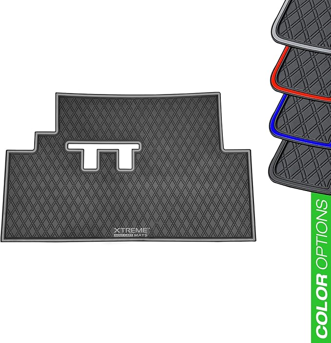 Xtreme Mats Rubber Golf Cart Mat for Bintelli Golfcars, Full Coverage Rubber Front Floor Liner Protects OEM Factory Flooring Compatible with Bintelli Beyond & Nexus (Blue Trim)
