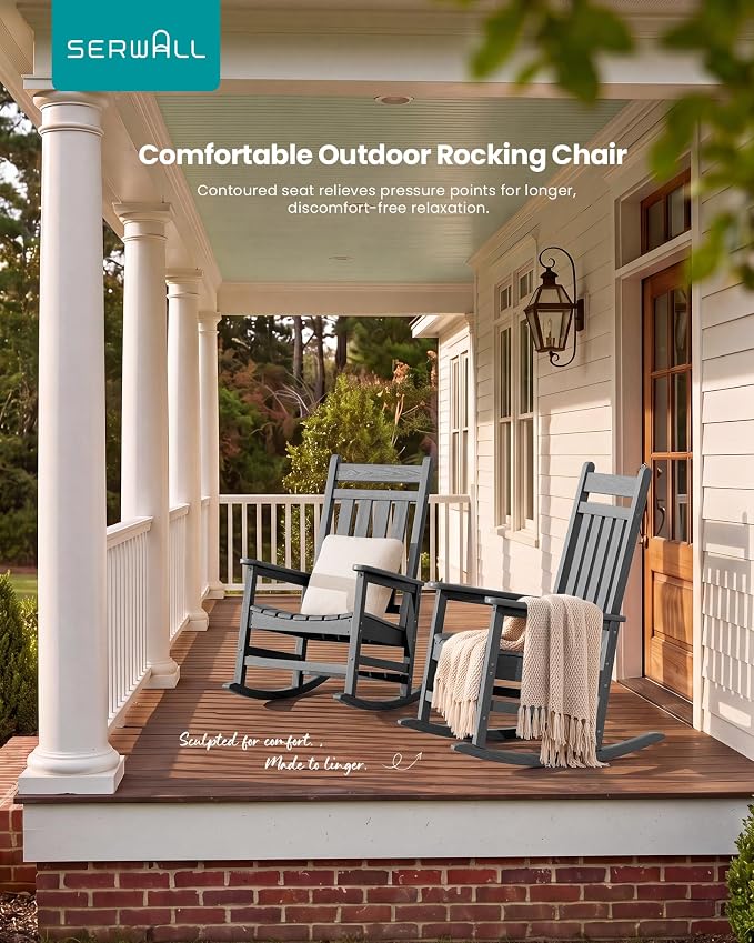 SERWALL Outdoor Rocking Chair, Oversized Rocker - Image 8