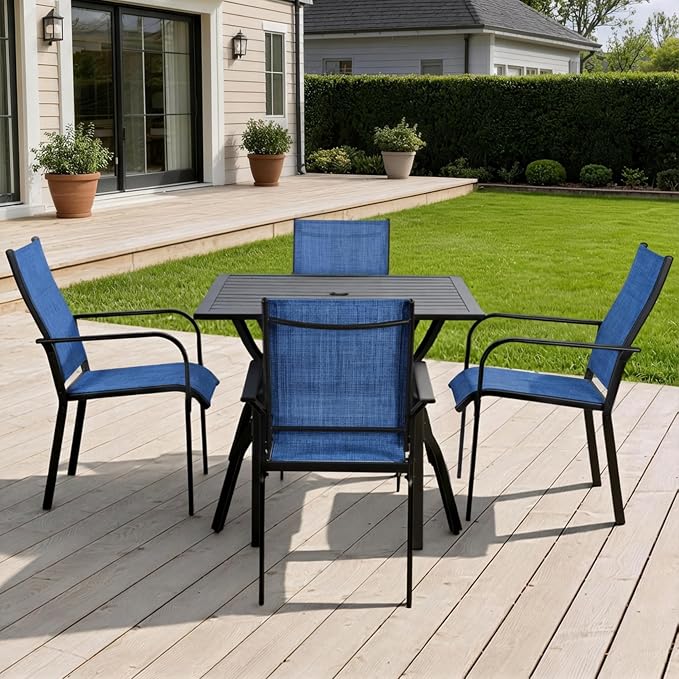 Patio Dining Chairs Set of 4, All-Weather High Back Textilene Stackable Chairs - Image 2