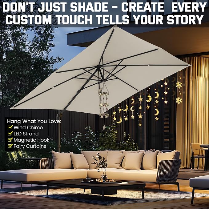 Hoteel Outdoor Patio Umbrella - 10ft Cantilever Umbrella - Image 2