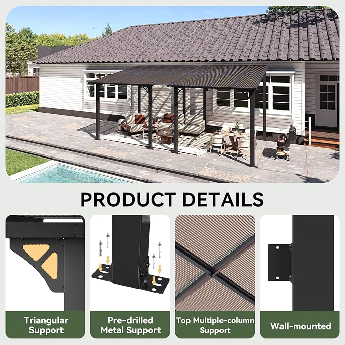 Aoxun 18’x10’ Gazebo with Aluminum Frame & Polycarbonate Panel, Outdoor Patio - Image 2