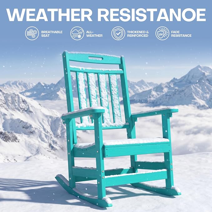 Oversized HDPE Outdoor Rocking Chair Set of 2, All-Weather, Aruba | Heavy Duty - Image 6