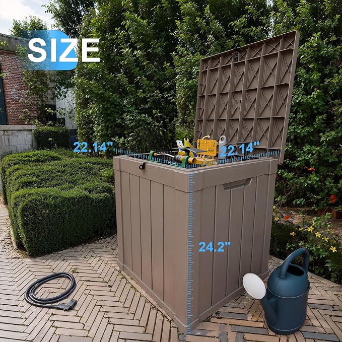 PatioZen 51 Gallon Resin Deck Box, Lockable Patio Outdoor Storage Box - Image 3