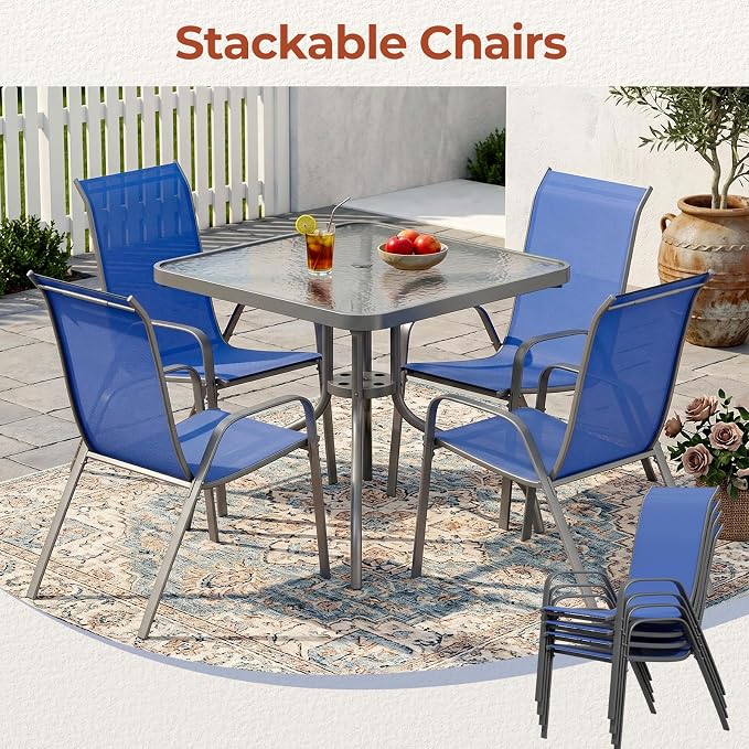 TLSUNNY Patio Chair, Outdoor Stackable Textilene Chairs Set of 6, - Image 7
