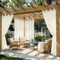 MIULEE Ivory Outdoor Curtain for Patio Waterproof 4 Panels 54 x 108 Inch | by MIULEE