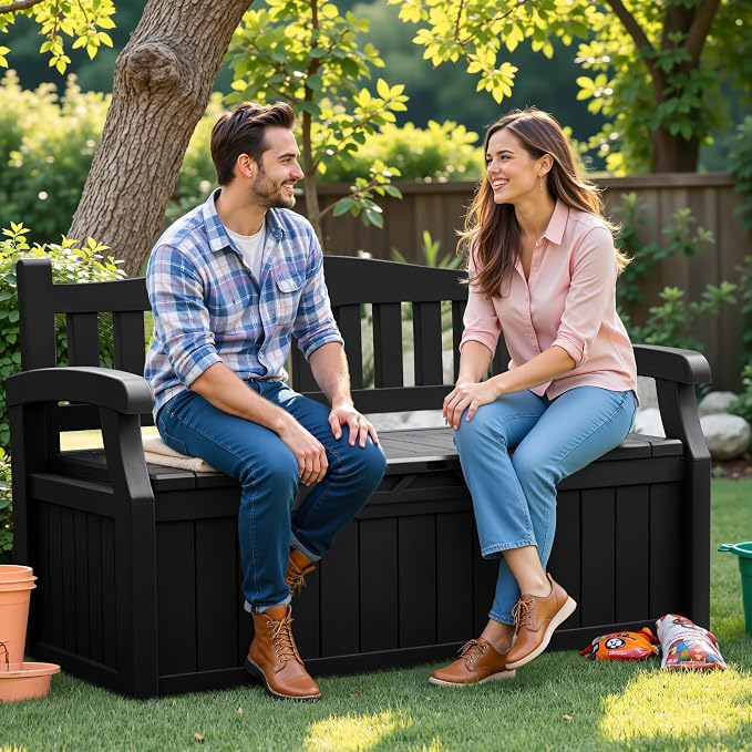 Flamaker 80 Gallon Storage Bench, Deck Box - Image 6