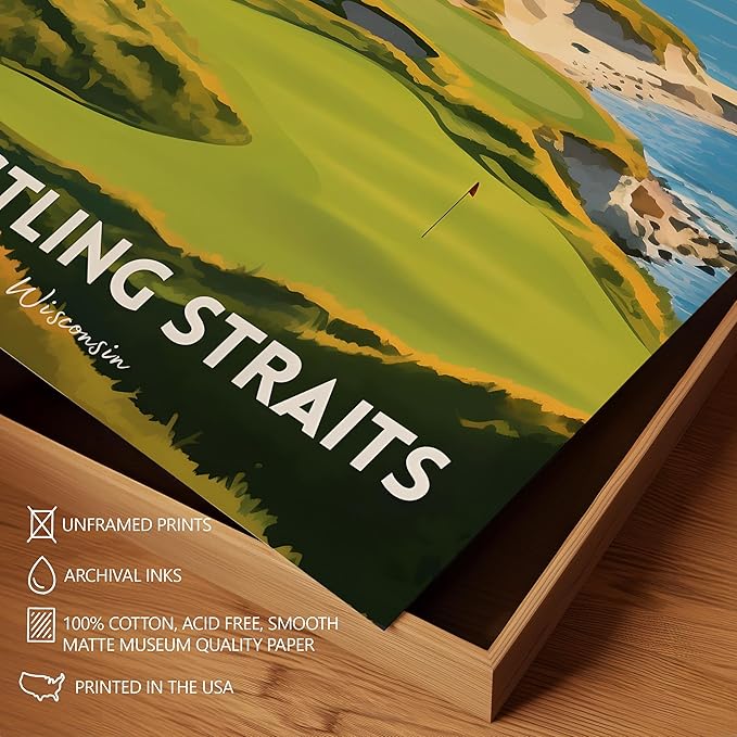 Golf Course Premium Giclee Fine Art Prints - Augusta, Pebble Beach, Pinehurst, Golf Course Posters, Golf Wall Art, Aesthetic Poster for Home Office Decor, Ready to Frame