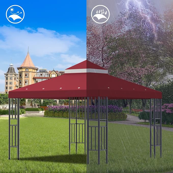 Sumfaller 10x10 FT Gazebo Replacement Canopy Top Cover | Double Tiered Canopy - Image 4