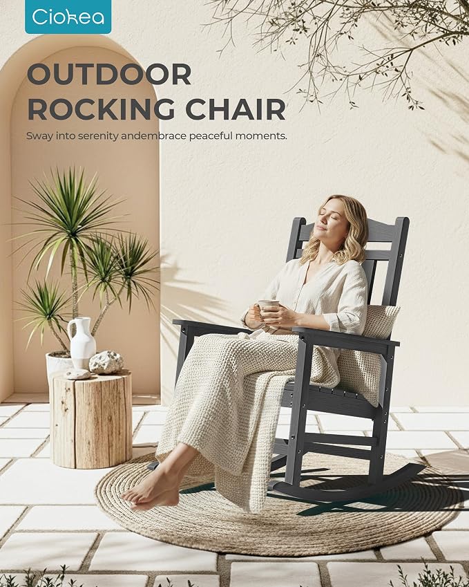 Oversized Outdoor Rocking Chairs Set of 6, 380lbs Heavy-Duty Large Patio Rocker - Image 5