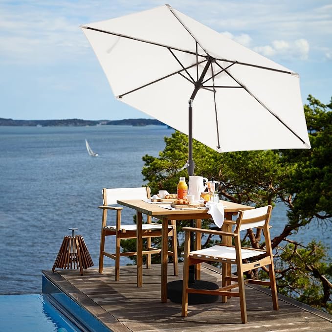 JEAREY 7.5 ft Outdoor Patio Umbrella, Table Umbrella, Cream White | 6 Sturdy - Image 4