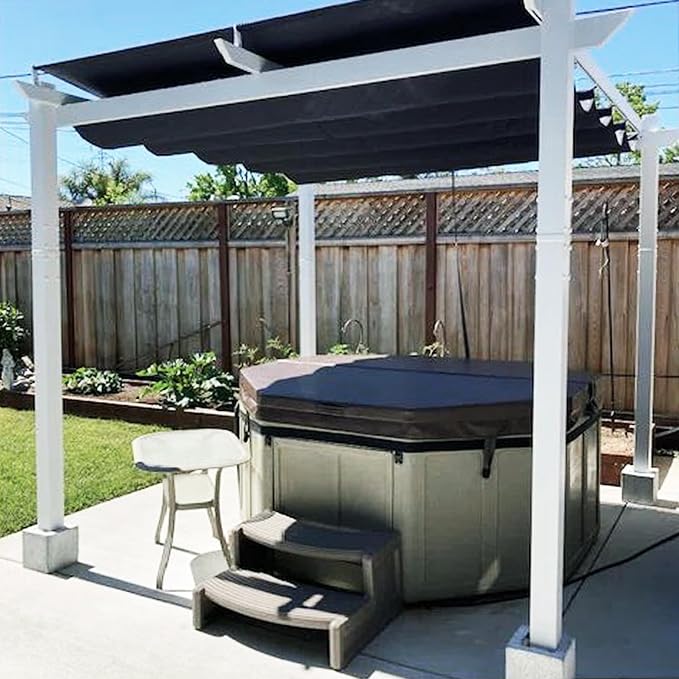 PURPLE LEAF Retractable Pergola 10' x 10' White Pergola, Extra Canopy, anchored by Unknown