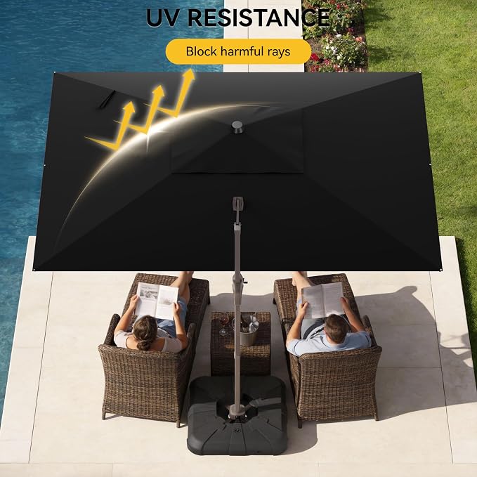 9x12 FT Cantilever Patio Umbrella, Large Rectangular Offset Outdoor Umbrella - Image 5