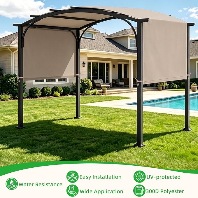 NOVINO Pergola Shade Cover Replacement Pergola Canopy Cover, Khaki | Universal - Image 4
