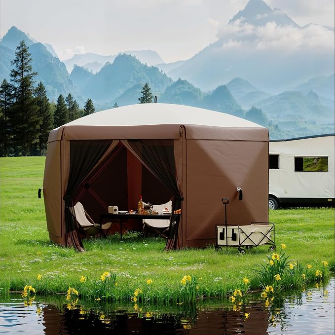 13FT Pop-Up Gazebo Tent with Mesh Netting & Removable Wind Cloths | Outdoor - Image 8