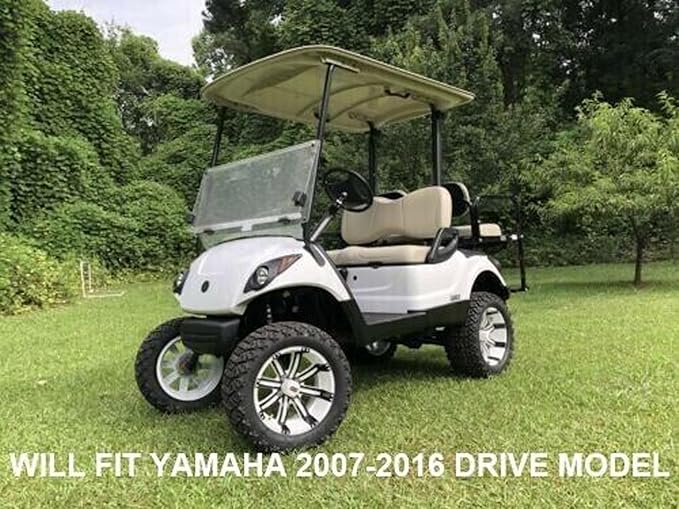 Huskey Parts Company 2PCS Brown Golf Cart Seat Cover Diamond Stitching Compatible with Yamaha Drive G29 2007-2016, Drive 2 2017+, Marine Grade Vinyl, Custom Fit, Staple On…