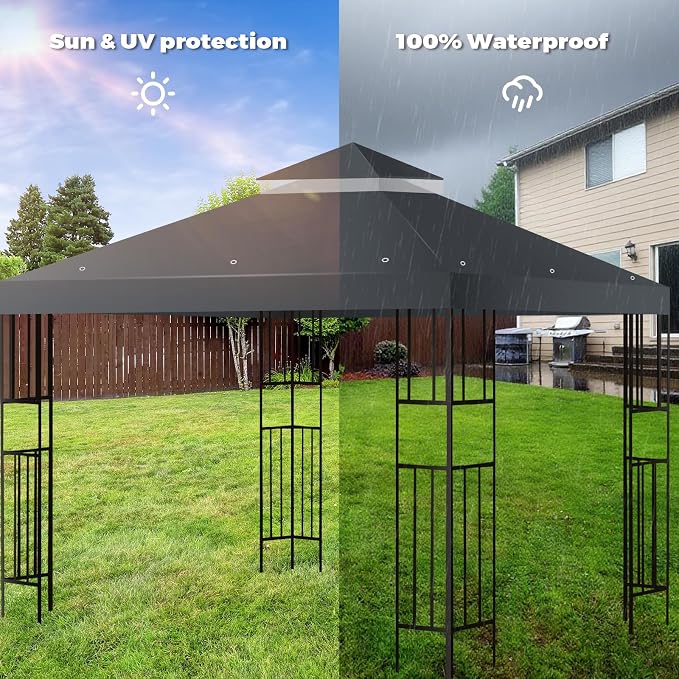 10x10 FT Gazebo Replacement Top, Canopy Replacement Cover Double Tiered - Image 4