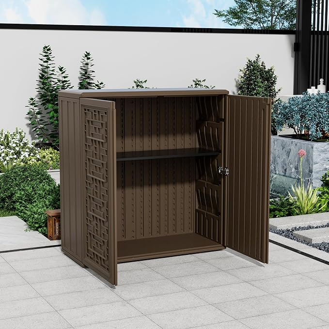 Mrosaa Storage Box Outdoor Caninet, Resin Indoor Storage Box Waterproof Outdoor - Image 2