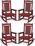 Oversized Outdoor Rocking Chairs Set of 4, HDPE Porch Rockers by KINGYES