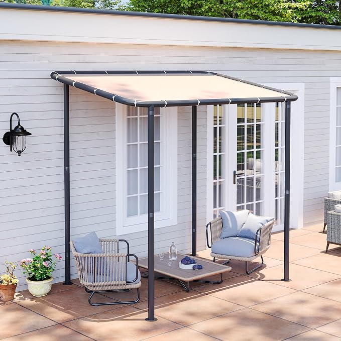 Aoxun 8x5 Lean-to Gazebo, Sloped Roof Pergola Porch Canopy Awning by Aoxun