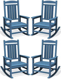 Oversized Outdoor Rocking Chairs Set of 4, Porch Rocker Unique Blue | by KINGYES