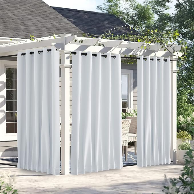 NICETOWN Weighted Curtains for Patio Waterproof W66xL84 Off White 2 Panels | by NICETOWN