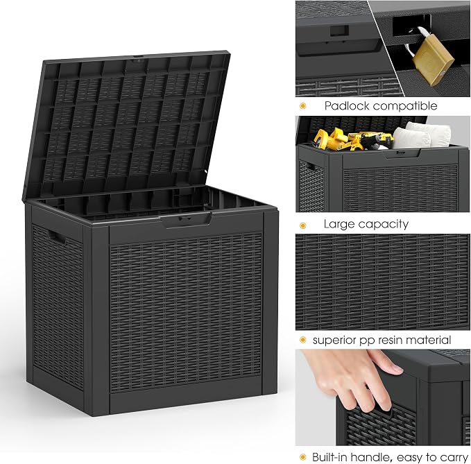 30 Gallon Outdoor Storage Box, Resin Deck Boxes Indoor and outdoor, Waterproof - Image 2