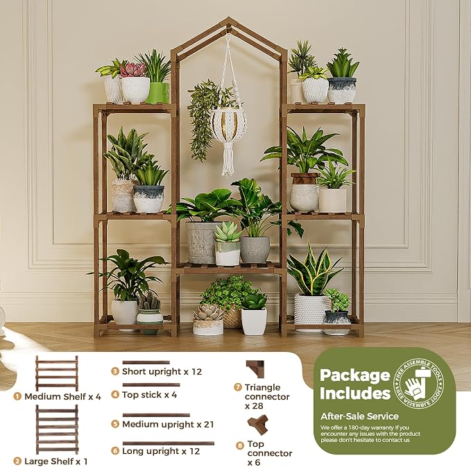 Bamworld Plant Stand Indoor Hanging Plant Shelf Outdoor Large Plant Rack | - Image 5