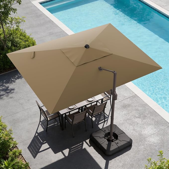 9x12 FT Cantilever Patio Umbrella, Large Rectangular Offset Outdoor Umbrella by ZLACUIU