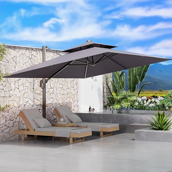 9' X 12' Cantilever Outdoor Patio Umbrellas Double Top Large Rectangle Umbrella - Image 8