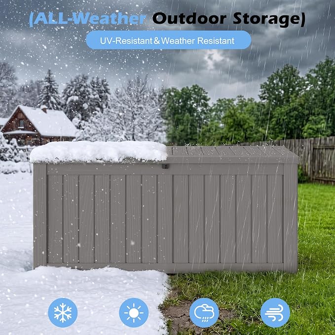 Outdoor Storage Box, 155 Gallon Resin Deck Boxes Outdoor Waterproof - Image 4