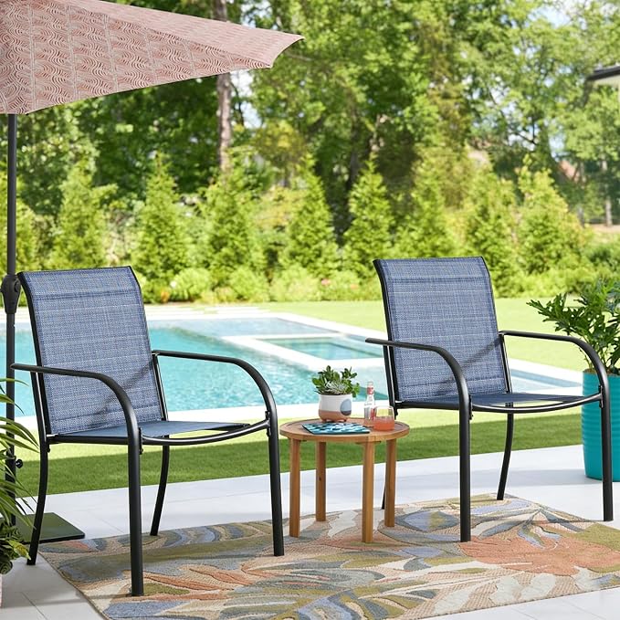 Stackable Patio Chairs Set of 8, Outdoor Dining Chairs - Image 3