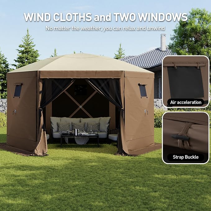 Aoxun 12x12ft Pop Up Gazebo, Gazebo Screen Tent - Image 4
