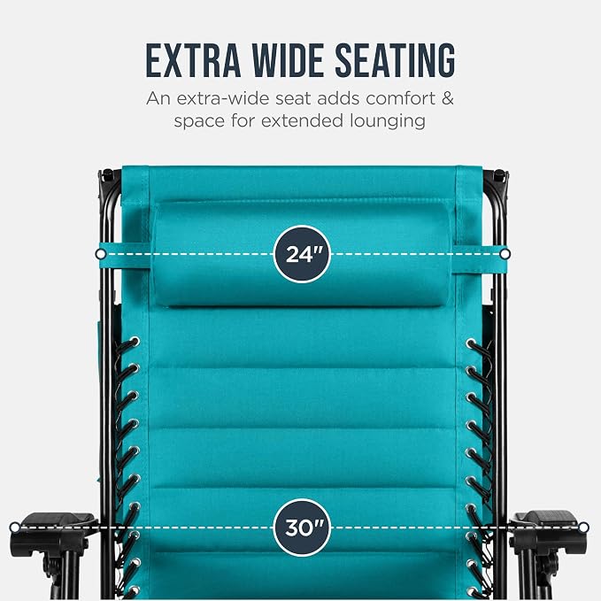 Best Choice Products Oversized Padded Zero Gravity Chair w/Canopy Headrest Cup - Image 5