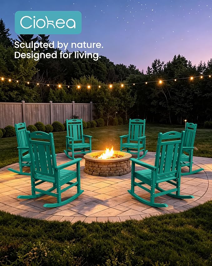 Oversized Outdoor Rocking Chairs Set of 8, 380lbs Heavy-Duty Large Patio Rocker - Image 3