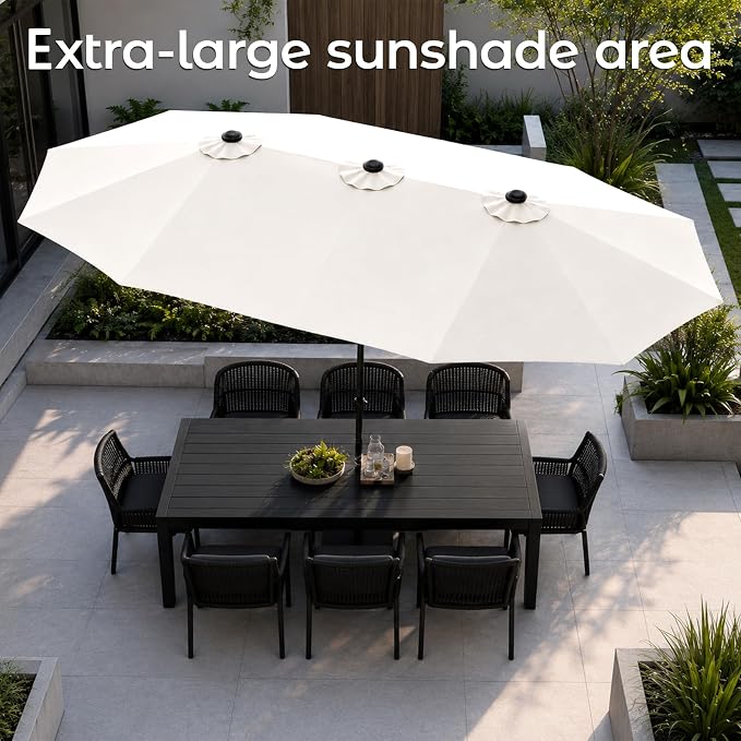 DomeShade Large 15FT Double Sided Patio Umbrella - Image 4