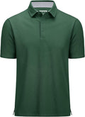 MAGCOMSEN Men's Polo Shirts Short Sleeve Cotton Pique 3 Button Classic Fit Casual T-Shirt Performance Golf Shirts