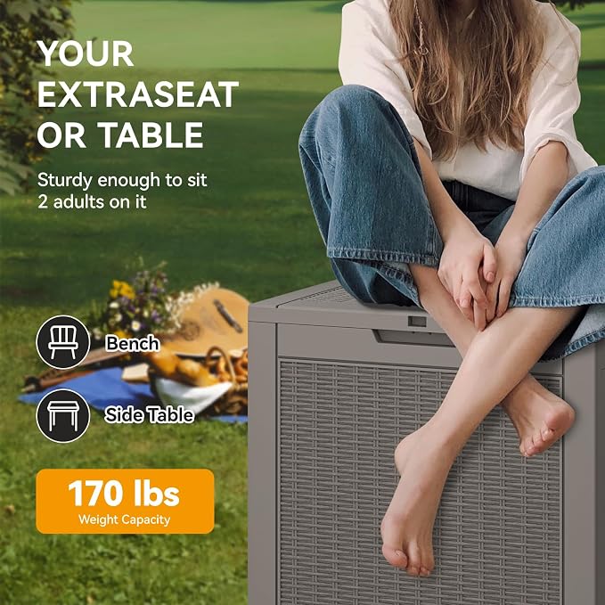 29 Gallon Outdoor Storage Box, Resin Deck Boxes Indoor and outdoor, Waterproof - Image 5