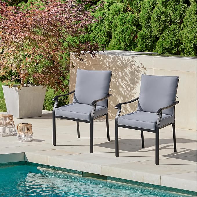 LVUYOYO Outdoor Patio Dining Chairs Set of 2, Metal Stackable Chairs Set - Image 2