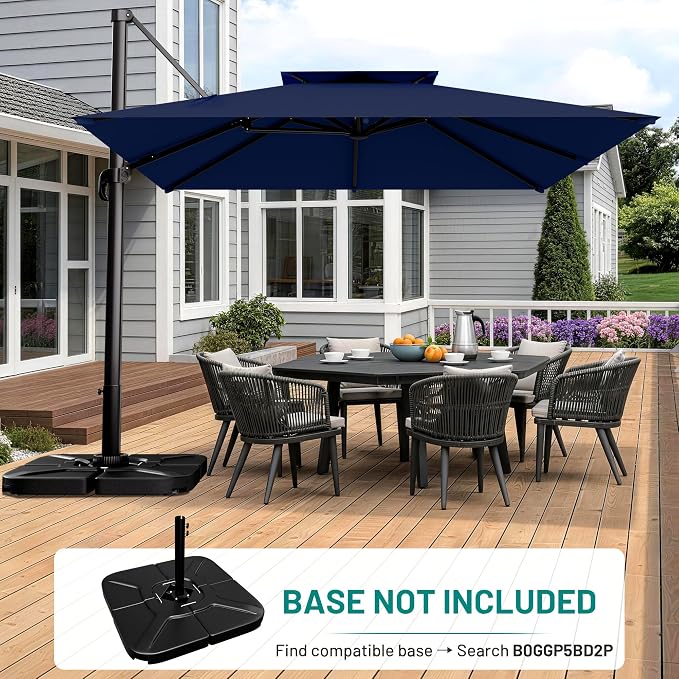 12×12 FT Double-Top Cantilever Patio Umbrella, Outdoor Umbrellas - Image 6
