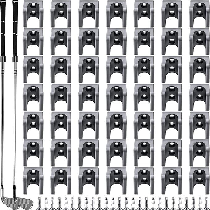 Deekin 30 Pcs Golf Club Hanger Holder Golf Club Wall Mount Rack Storage Organizer for Garage Hanger with 60 Pcs Screws for Wall Display, Grip up Type