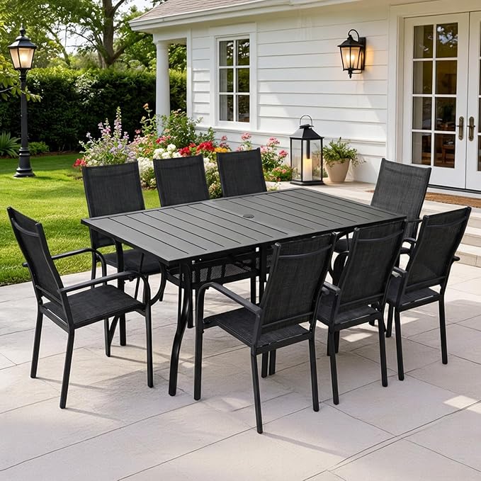 Patio Chairs Set of 4, Stackable Outdoor Dining Chairs, All Weather Breathable - Image 2