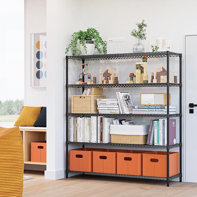 M MZG 3500LBS 59" W 5 Tiers Storage Shelves, Metal Shelving Wire Metal Shelving - Image 4