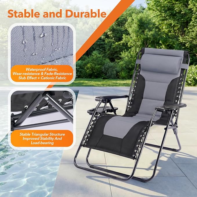 Sweetcrispy Zero Gravity Chairs, Foldable Patio Reclining Chairs - Image 6