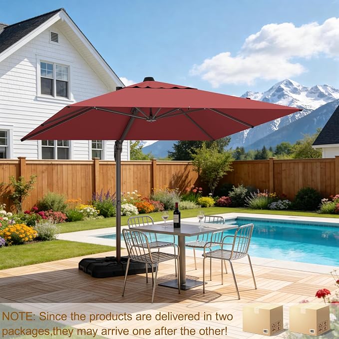 10' X 10' Patio Umbrella Cantilever Outdoor Rectangle Umbrella - Image 2