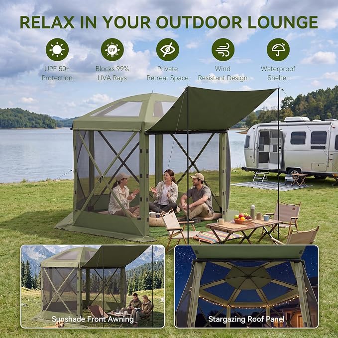 Aoxun 10x10ft Pop Up Canopy Tent, Screen Tent - Image 2